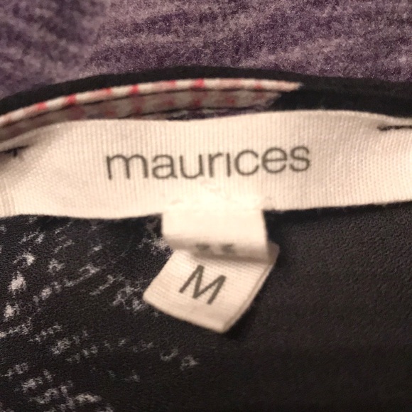 EUC WMN SZ M navy blue & floral 3/4 length blouse - Picture 4 of 5